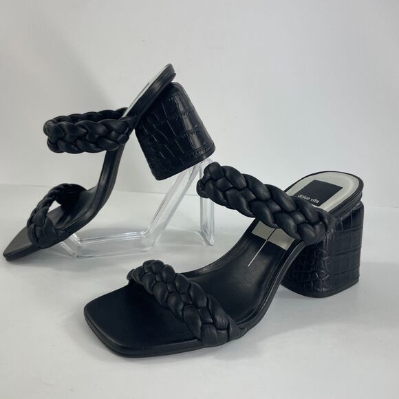 Dolce Vita Heels Womens Chunky Shoe Braided Slip on Slides Sz 7.5 - Picture 3 of 12